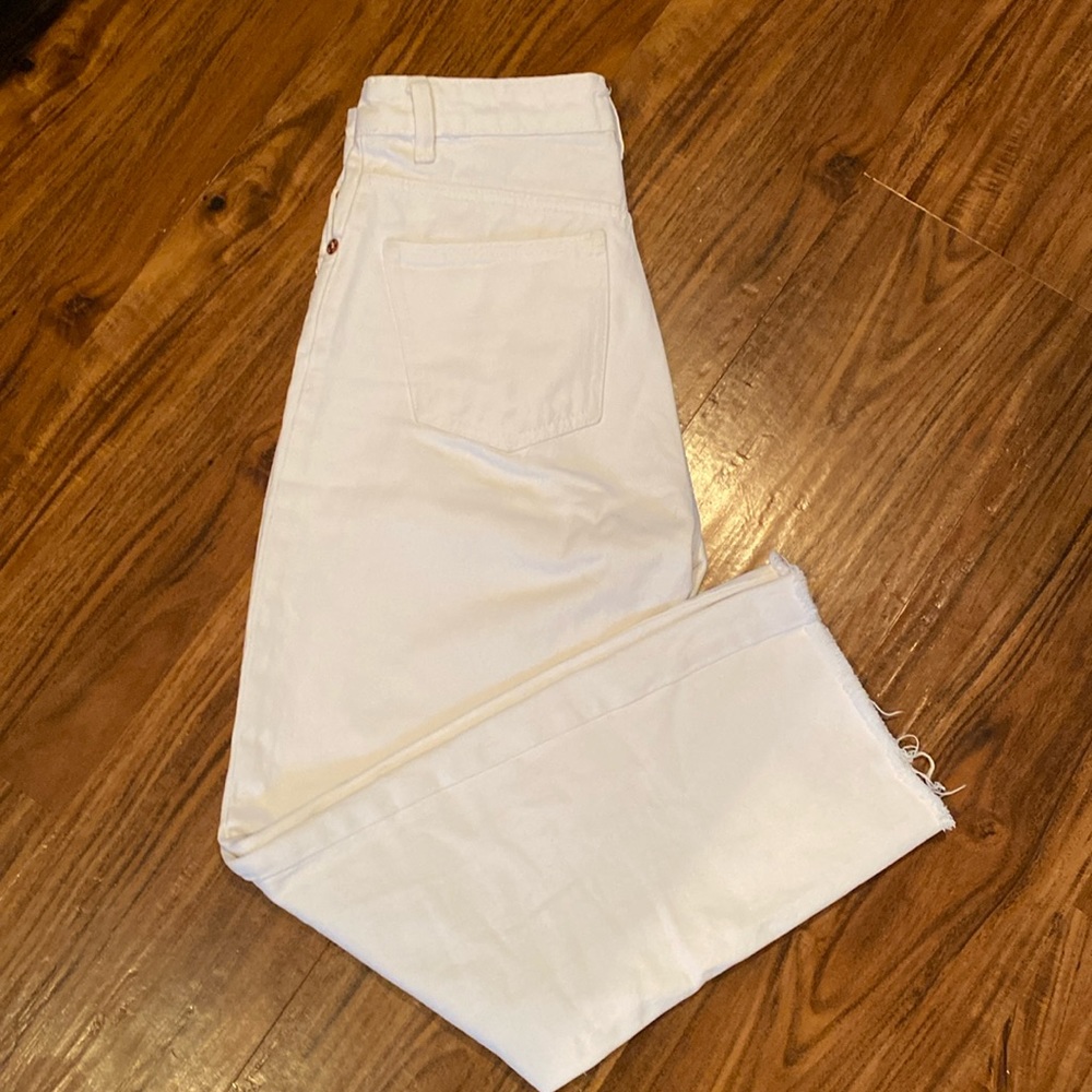 Zara White wide leg high rise jeans